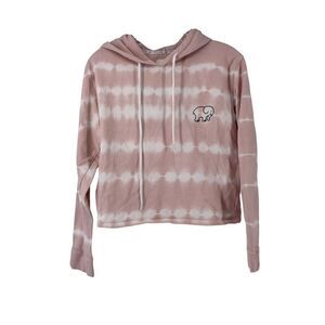 Ivory Ella Hoodie Pink Tie Dye Cropped Elephant Logo Womens Size Small VSCO Top